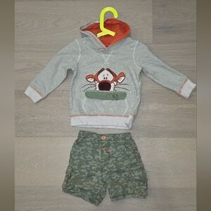 George × Disney Striped Hoodie & Shorts Coord set Size 18-24M Winnie-the-Pooh
